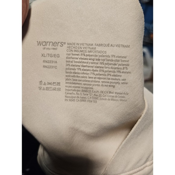 Women's Warner's T Shirt Wireless Lightly Padded Smooth Bra Beige Sz L/XL - Picture 3 of 3